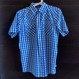 Men’s Small Short Sleeve blue/white Checker shirt